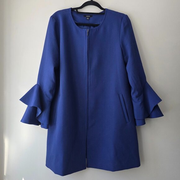 Alfani Jackets & Blazers - ALFANI Ruffle Sleeve Zip Front Jacket | Med | Crew Neck Lined Suit Topper NWT